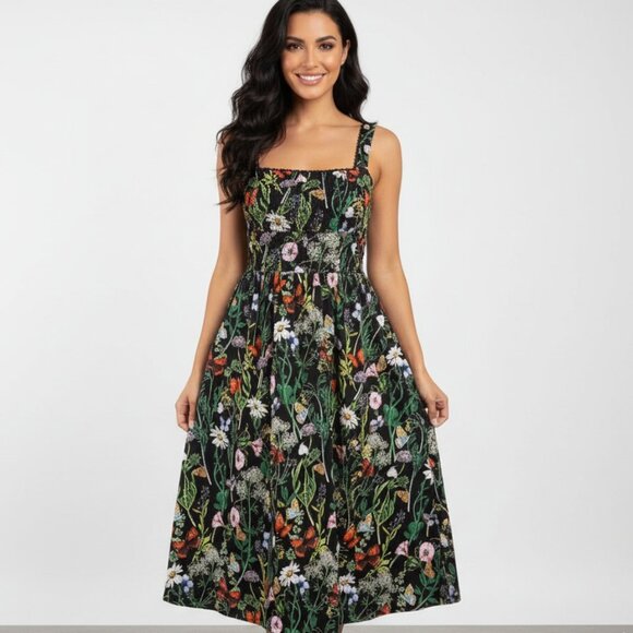 Avec Les Filles Dresses & Skirts - NWT Avec Les Filles Floral Botanical Butterfly Print Corset Fit & Flare Dress